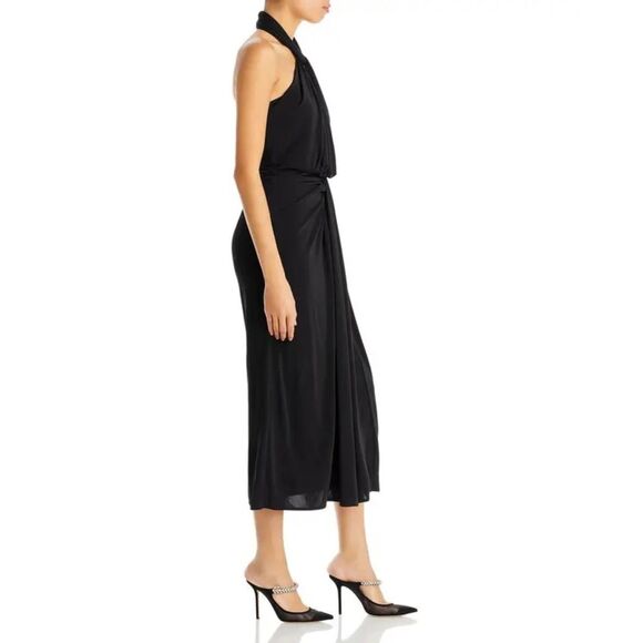 NWT Cinq a Sept Kaily Twist Halter Jersey Midi Dress in Black Size 6 - Picture 5 of 16